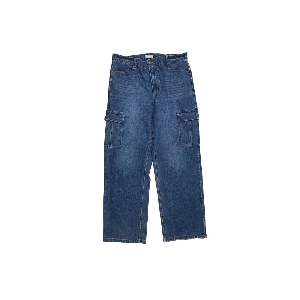 Sofia Jeans Cargo Pants Womens 16 Dark Blue Wide Leg High Rise Denim 21933